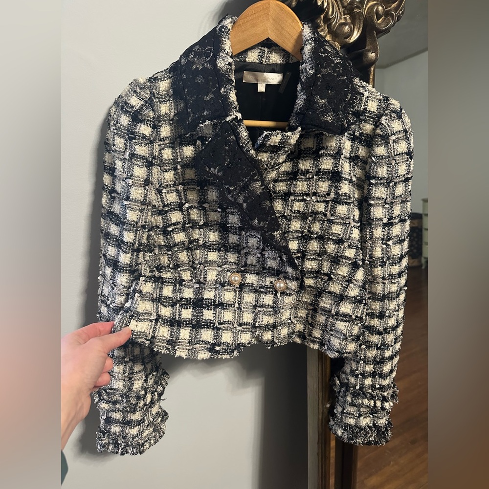Loveshackfancy Patrick cropped tweed jacket - Size 4 - Picture 4 of 6